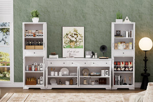 English Elm Tv Cabinet Set - Modern White Multifunctional Media Wall With Two Sideboards For Stylish Storage W1162S00017-GIGA