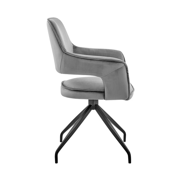 English Elm Devora Modern Velvet Dining Accent Chair with Durable Upholstery and Sturdy Wooden Four-Leg Base Gray B2736P354288