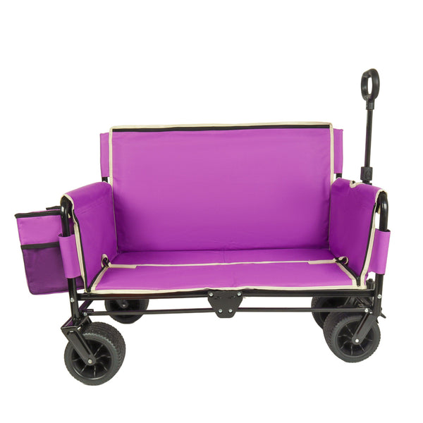 English Elm 3-in-1 Convertible Folding Wagon with 500lb Steel Frame and All-terrain Swivel Wheels Purple W2932P390459