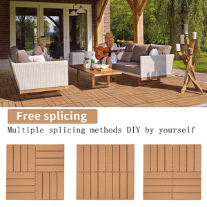 English Elm Plastic Interlocking Deck Tiles Slatted Wood Look Outdoor Patio Poolside Flooring 44 Pack W2882P204560