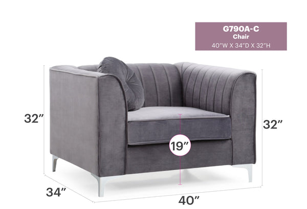 English Elm Contemporary Sloped Arm Accent Chair Neutral Upholstered Lounge Seat for Living Room Gray B078108433