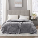 Beautyrest Heated Plush Casual Blanket BR54-0516 Grey