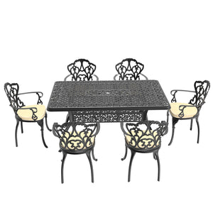 English Elm 7-Piece Cast Aluminum Patio Furniture Set With Cushions - Stylish, Durable, Perfect For Entertaining! W1710S00402