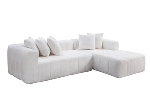 English Elm 107.9"cloud Modular Sectional with Deep Plush Seats Low Profile Lounge Sofa White W5515S00014