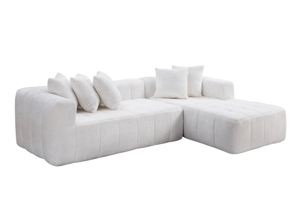 English Elm 107.9"cloud Modular Sectional with Deep Plush Seats Low Profile Lounge Sofa White W5515S00014