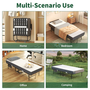 English Elm 75 Inch Rollaway Twin Bed with Memory Foam Mattress Heavy Duty Steel Frame Foldable W2735P425464