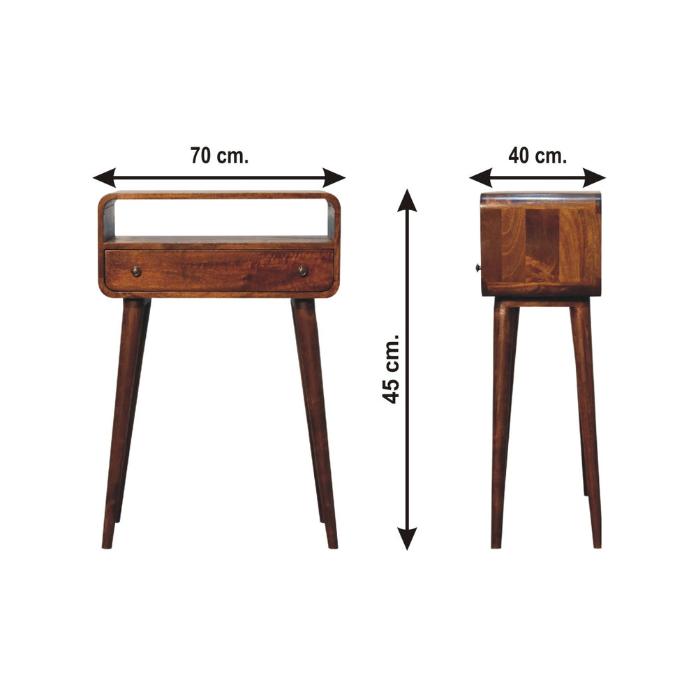 English Elm Solid Solid Wood Chestnut Nordic Console Table with One Drawer & Open Slot, Mango Wood, Round Edges, Sustainable Finish B182P228922