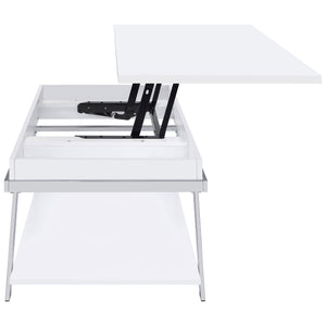 English Elm Fletcher Lacquered High Gloss Coffee Table with Open Shelf for Modern Living Rooms B062P447812
