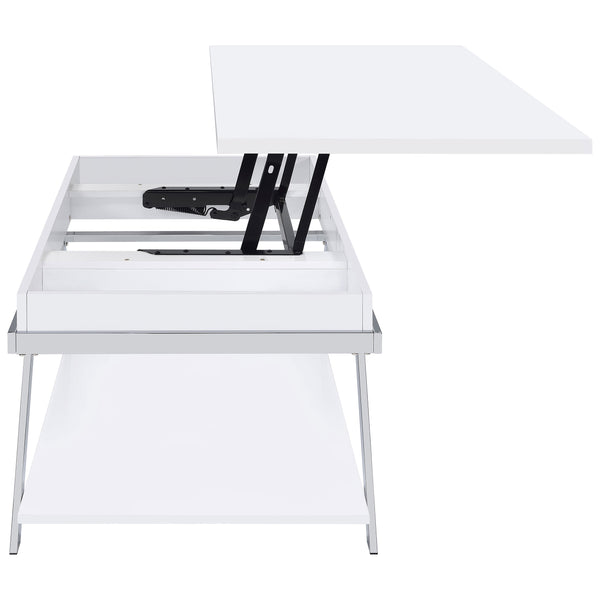 English Elm Fletcher Lacquered High Gloss Coffee Table with Open Shelf for Modern Living Rooms B062P447812