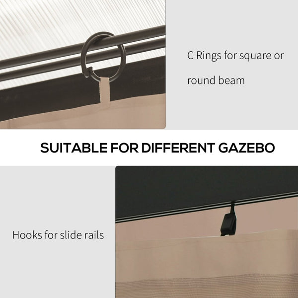 English Elm Outsunny 10' X 10' Durable Gazebo Sidewall Set With Hooks, C-Rings & Privacy Panels For Outdoor Bliss W2225P174287-GIGA