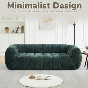 English Elm Chenille Cloud Sofa Quilted Checkered Seat Pure Foam Deep Cushion Contemporary Living Room Green W834S00639