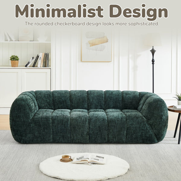 English Elm Chenille Cloud Sofa with Quilted Seat and Piano Backrest for Modern Living Spaces Green W834P442223