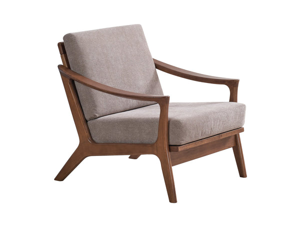 English Elm Lide Light Brown Fabric Accent Chair with Brown Wood Frame, Removable Cushion & 220lb Capacity B2726S00385