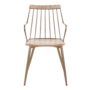 English Elm Chair Spindle Back Farmhouse Dining Seat Whitewashed Wood and Antique Copper Legs B202P471321