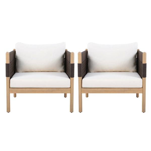English Elm Outdoor Acacia Wood Patio Club Chair with Diamond Rope Weave and Weather Cushions N768P361445L_2