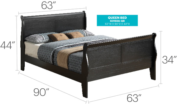 English Elm Elegant Black Traditional Bed Frame - Timeless Design, Durable Construction & Effortless Assembly! B078S00338