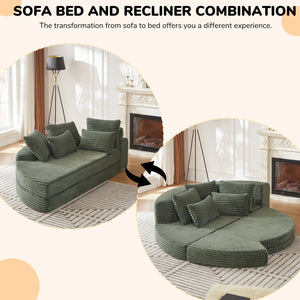 English Elm 78.5-inch Corduroy Modular Convertible Sofa Bed with Circular Lounger Design W834P385982