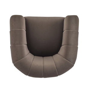 English Elm Christopher Knight Home® - Swivel Velvet Club Chair with Tub Back and 360° Rotation, Plush Iron Frame, No Assembly Needed Dark Brown 37.8 L x 33.46 W x 27.17 H N776P264952D