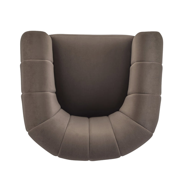 English Elm Christopher Knight Home® - Swivel Velvet Club Chair with Tub Back and 360° Rotation, Plush Iron Frame, No Assembly Needed Dark Brown 37.8 L x 33.46 W x 27.17 H N776P264952D