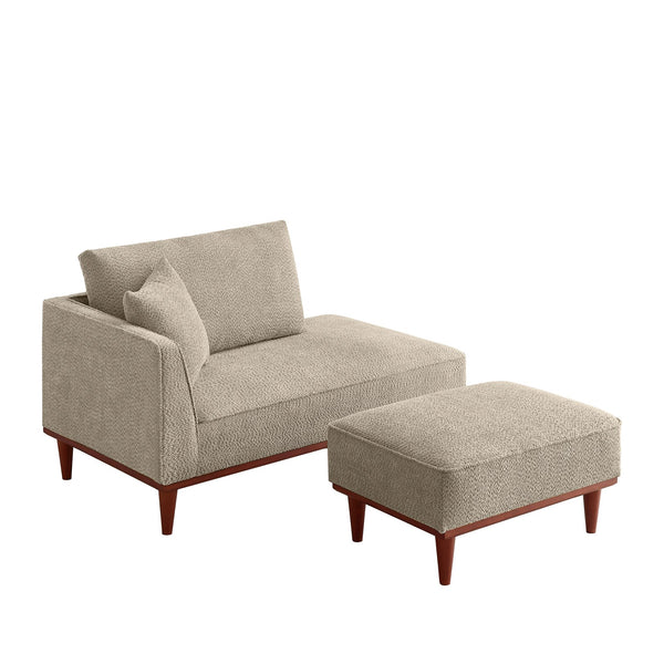 English Elm Indoor Boucle Chaise Lounge with Detachable Ottoman Convertible Daybed Bedroom Reading Nook Camel W5515P438688