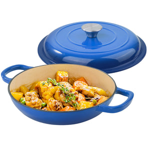 English Elm enamel Cast Iron Dutch Oven 10.6in - Durable Enamel Coating, Even Heat Distribution, Easy Cleanery Blue T3950P391615