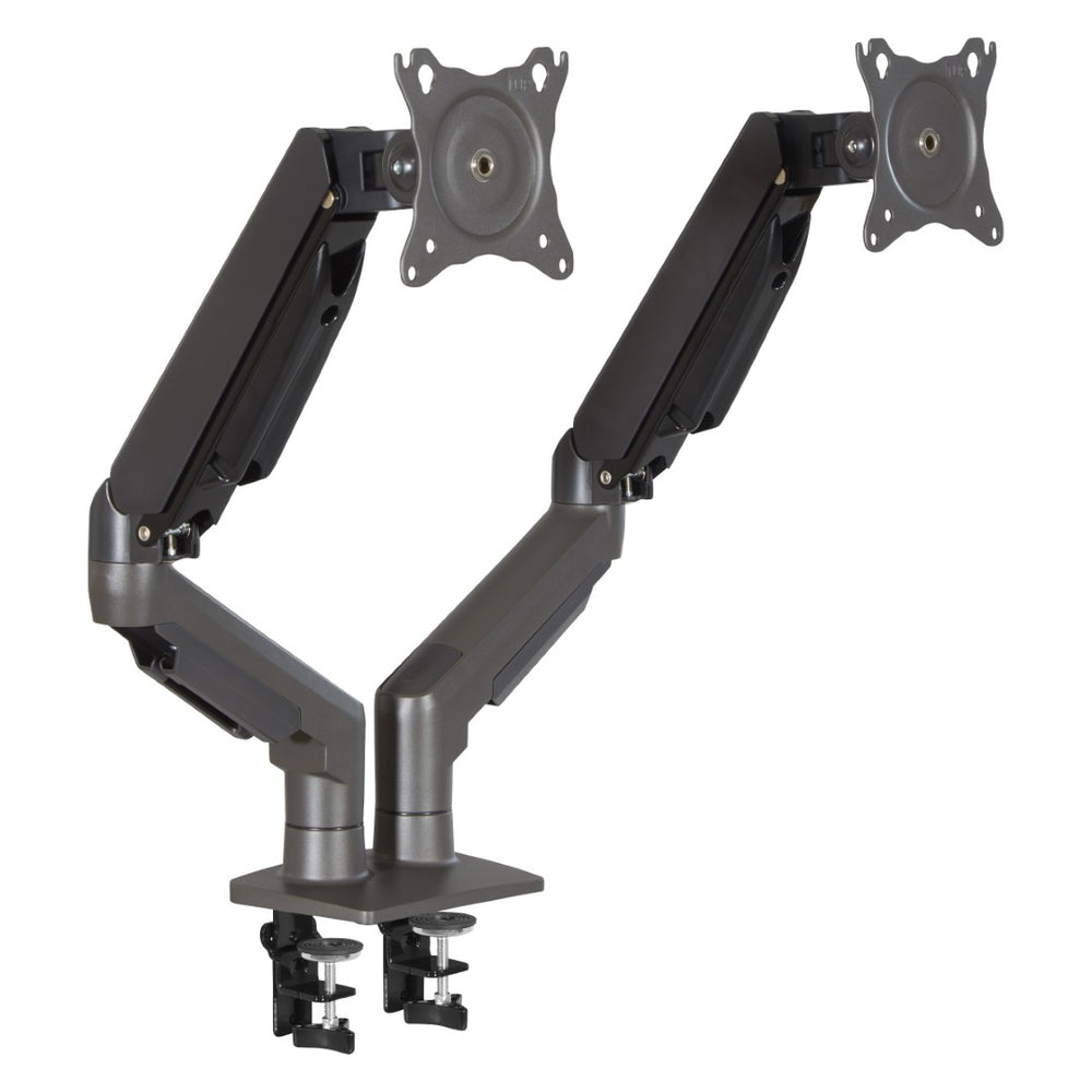 OSP Home Furnishings Double Monitor Arms with Gas Spring Adjustability for Ergonomic Dual Screen Desk Setups SPX2720DMA