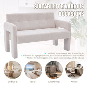 English Elm Nordic Ergonomic Double Armchair Upholstered Chenille Two-Seater Sofa 550lb Capacity Compact Lounge Chair Beige W395P380531