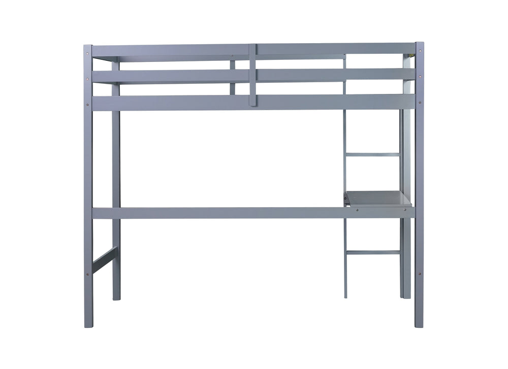 English Elm Twin High Loft Bed with Built-In Desk and Ladder — Space-Saving Rubberwood Study & Sleep Solution Grey W504P206978