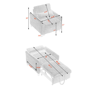 English Elm Yellow Corduroy Compact Sofa Bed for Small Spaces – Cozy Single Seat, Sponge Cushion, Solid Wood Frame W1658P290465