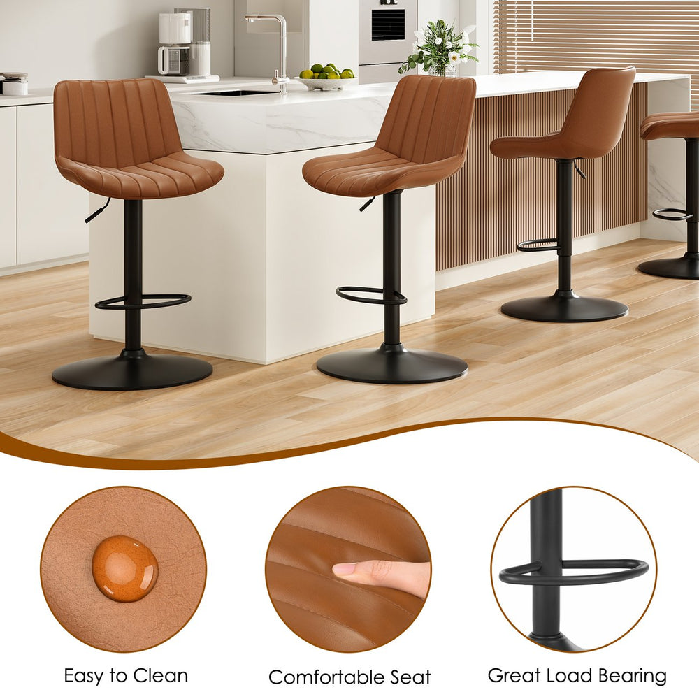 English Elm Bar Stools Set Of 2 – Stylish Swivel Adjustable Height Chairs With Back Support For Home Bars & Kitchens T3623P363387