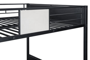 English Elm Full Full Metal Bunk Bed Contemporary Black Frame with White Accent Panels, Side Ladder, Full Size Ready B2741P347306