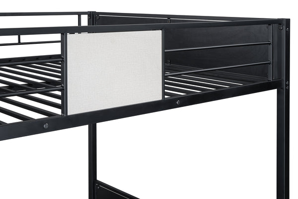 English Elm Full Full Metal Bunk Bed Contemporary Black Frame with White Accent Panels, Side Ladder, Full Size Ready B2741P347306