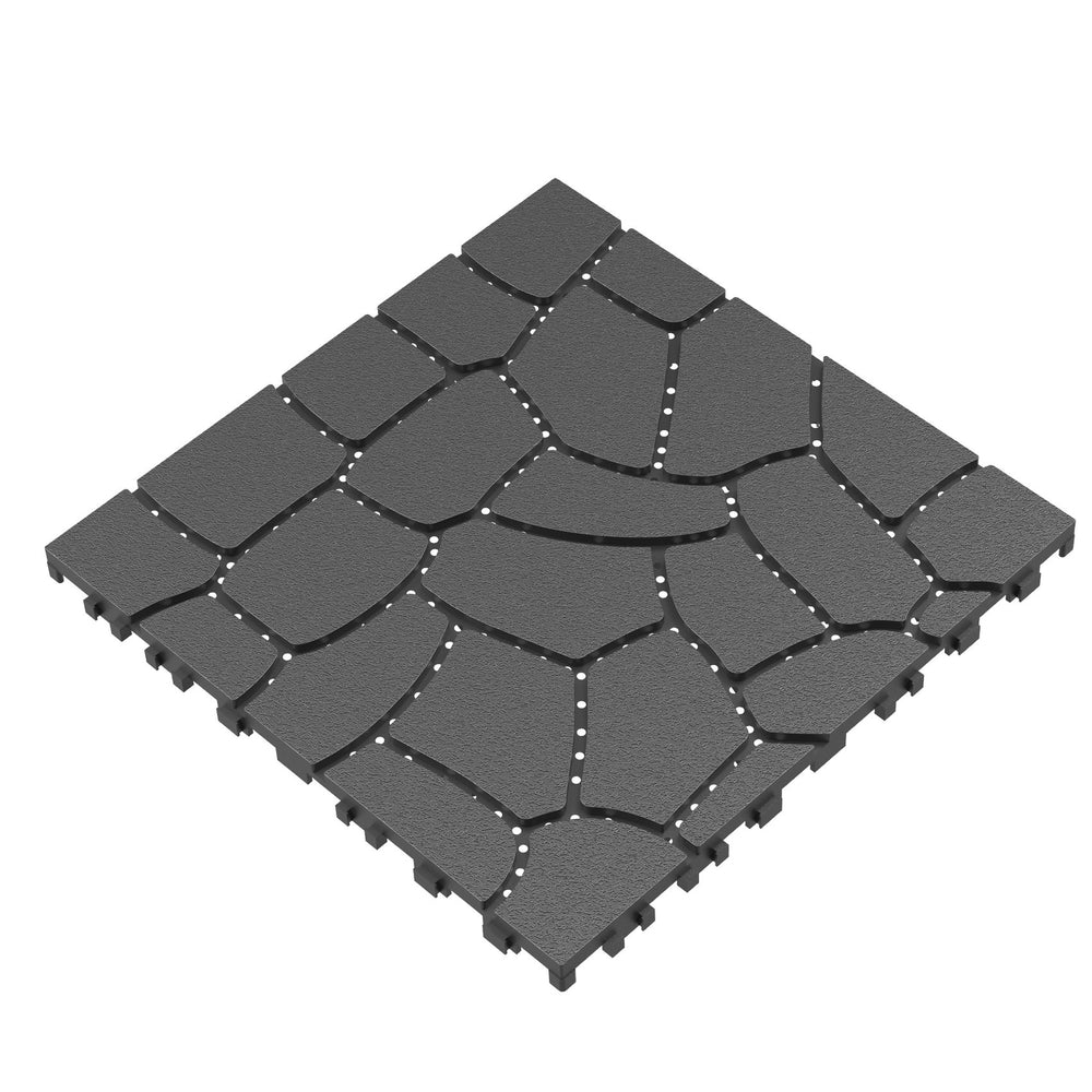 English Elm New Stone Texture Interlocking Patio Tiles Polypropylene 44 Piece Outdoor Deck Set W3022P251867