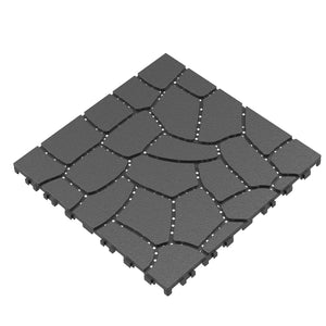 English Elm New Stone Texture Interlocking Patio Tiles Polypropylene 44 Piece Outdoor Deck Set W3022P251867