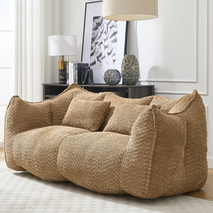 English Elm Soft Plush Foam Beanbag Chair for Two People, Square Recliner Sofa With Superfiber Comfort Embrace Coffee W1996P252275