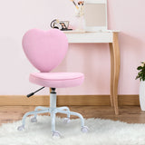 English Elm Homcom Heart Love Shaped Back Design Office Chair With Adjustable Height and 360 Swivel Castor Wheels, Pink