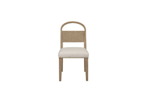 English Elm Wood Arch Back Chair with Cushioned White Sand Seat, Toffee Oak Finish, Elegant Transitional Design Beige 38.5 L x 20 W x 12 H B2699P373200