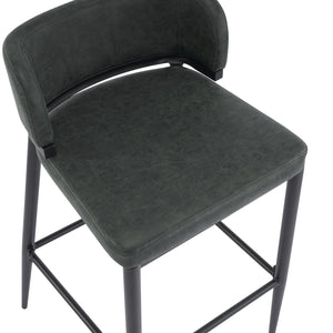 English Elm Christopher Knight Home® - Metal Industrial Leathaire Barstool Set of 2 with Comfortable Seat, Footrest, Non‑Slip Feet, Durable Frame Dark Green N771P247188L