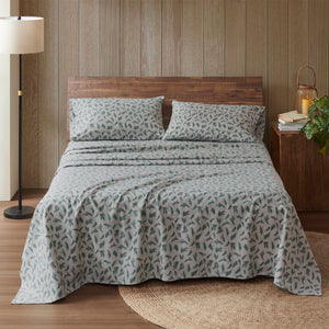 JLA Home Woolrich - 100% Cotton Brushed Flannel Sheet Set—160gsm Midweight Printed Bedding, Velvety Soft, Durable Stitching Pine Branches WR20-4086