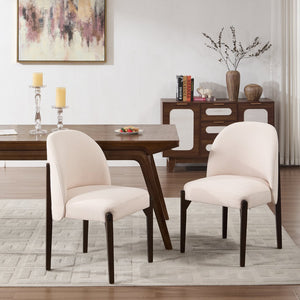 English Elm Wooden Wingback Dining Chairs Upholstered Farmhouse Modern Set with Lumbar Support Beige W3244P429255