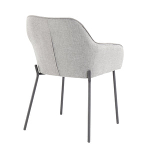 English Elm Dining Chair Set of 2 with Black Metal Frame and Grey Upholstered Cushioned Seat B202P471347