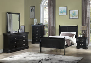 English Elm 1pc Black Finish Five Drawer Chest Louis Philip Solid Wood 47" Tall Contemporary Sleek Storage Solution B011P193098