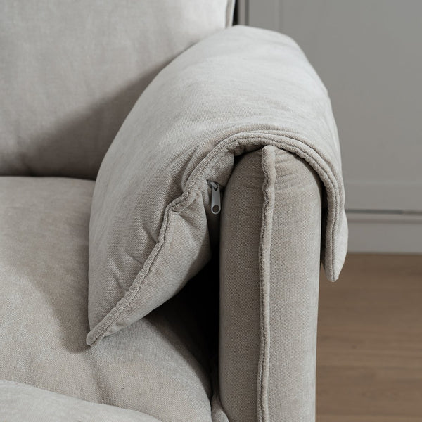 English Elm Convertible Convertible sofa with storage footstools, compact U-shaped 2-seater for small spaces, durable fabric comfort Beige W2012P252428