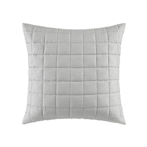 JLA Home N Natori - Quilt Super-Soft Crushed Microfiber Euro Sham with Over-Quilted Texture, Hidden Zipper Closure Grey NS11-3662