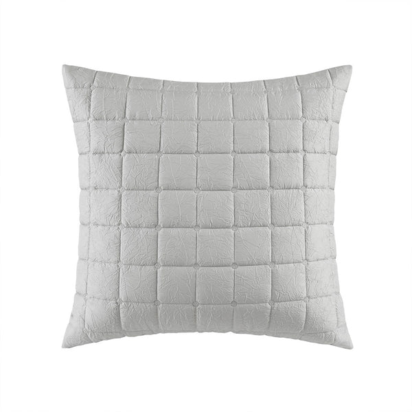 JLA Home N Natori - Quilt Super-Soft Crushed Microfiber Euro Sham with Over-Quilted Texture, Hidden Zipper Closure Grey NS11-3662