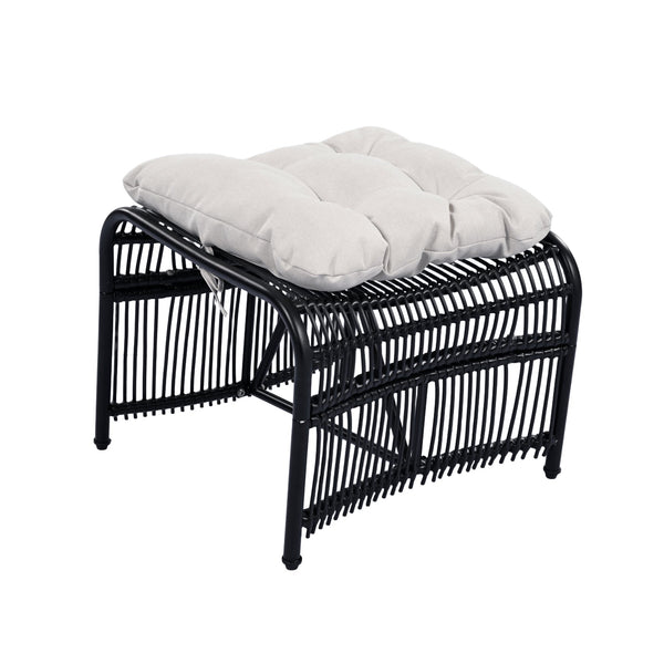 English Elm Christopher Knight Home® - 3 Piece Wicker Patio Set with Cloud-Like Cushions, Acacia Top Table, Rust-Resistant Steel Frame Beige+Black N780P209442B