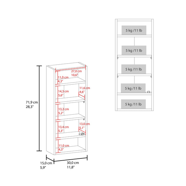 English Elm Medicine Compact Wall-Mounted Cabinet with Mirrored Door and 5 Shelves, Engineered Wood Durable Storage White 33.46 L x 16.93 W x 4.33 H B097P350306
