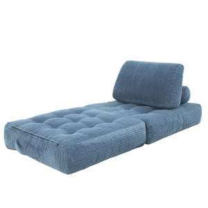 English Elm 70.8"corduroy Fabric Oversized Bean Bag Couch Plush Ergonomic Lounger for Dorm or Bedroom Blue W3975P440927