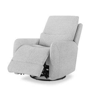 English Elm Jennifer Taylor Home - Dublin 30" Swivel Power Recliner Arm Chair in Saddle Faux Leather with 360° Base and Plush Foam Support Gray B2719P328581