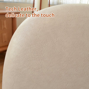 English Elm Cute Faux Leather Armless Accent Chair Solid Wood Legs Cushioned Seat Modern Cream W2105P440975